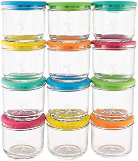 Elk and Friends 5oz Borosilicate Glass Baby Food Storage Jars with Silicone Lid | Set of 6 or 12 Available | Strong Glass | Storage Containers | Microwave, Oven & Dishwasher Safe | Infant and Babies
