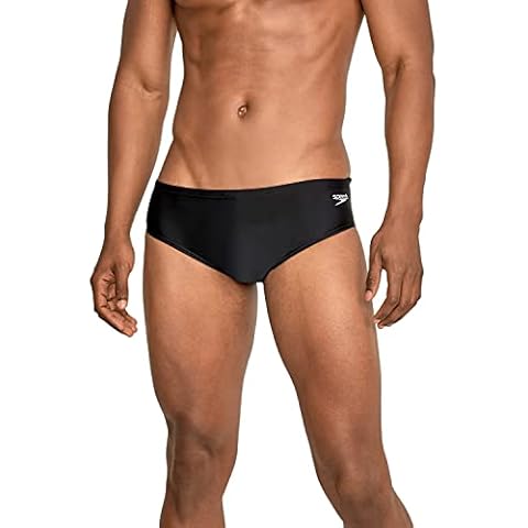 Speedo Men's Standard Swimsuit Brief Eco Prolt Adult, Solid Black, 28 Cover