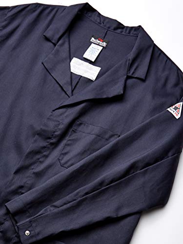 Bulwark Fr Mens Fr Concealed Snap-Front Medical Lab Coats, Navy, 4X-Large Us #TOP4