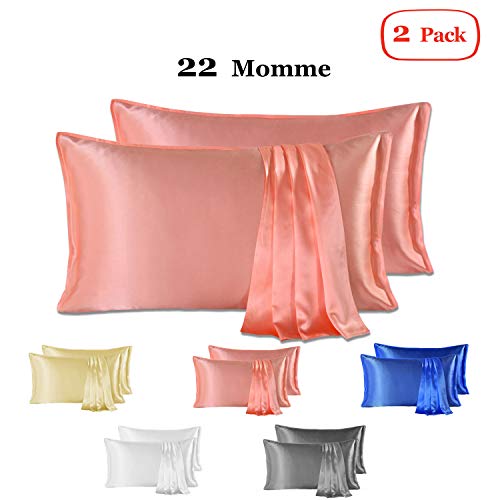 Since Silk Fundas de Almohada de Seda 100% Mora Natural 22 Momme, Suaves y Cuidado de la Cabello Funda de Almohada de Seda 2 Piezas Pink (50 * 75cm)