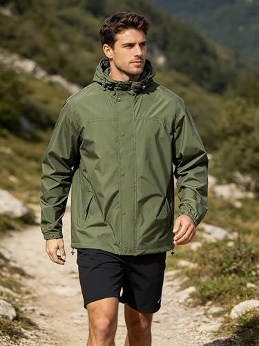 Image of UIQUR Mens Lightweight Rain Jacket Waterproof Windbreaker Packable Rain Coat with Hood for Golf Running Hiking Travel