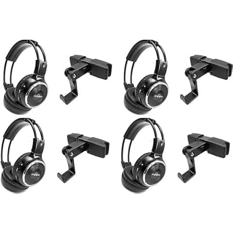 RP Accessories IR-2008B Infrared Wireless Headphones and Mounts, 2-Channel Folding Universal Rear Entertainment System IR Headphone for Car TV and DVD Player Audio, Set of 4 Cover