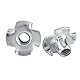 T-Nuss Vier Pronged T-Shirt Nuts Zink-Carbon Stahlmuttern für Holzbearbeitungsmöbel M3 / M4 / M5 / M6 / M8 (M4)