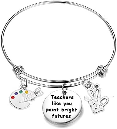CHOROY Art Teacher Bracelet Gift Teacher Appreciation Gift Paint Palette Bracelet Teachers Like You Paint Bright Futures (Art Teacher Bracelet)