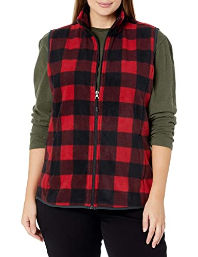 Amazon Essentials Women's Classic-Fit Sleeveless Polar Soft Fleece Vest (Available In Plus Size), Red, Buffalo Plaid, Large #TOP2