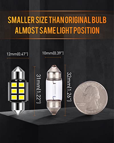 Luyed LY-10038 2 X Super Bright 2835 6-Ex Chipsets Error Free 1.25 Inches De3175 De3021 De3022 3175 Led Bulbs Used For Dome Light,Xenon White thumb #4