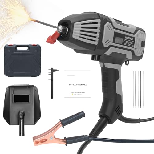 Umelee Portable ARC Welder 220V Handheld Welding Machine with Welding Rod Clamp 5 Welding Rods Handheld Mask Fit for 1.6~3.2 mm Welder Rods (Gray)
