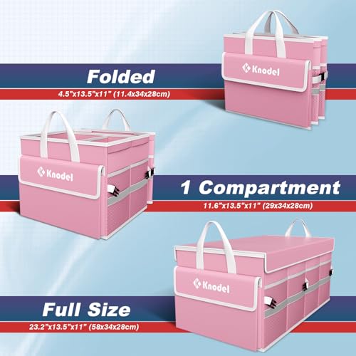 Image of K KNODEL Car Trunk Organizer with Lid, Collapsible Car Trunk Storage Organizer, Car Organizer and Storage for SUV, Truck, Sedan (Medium, Pink)