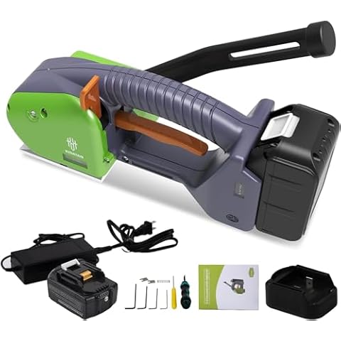 GOYOJO Electric Strapping Tool Packaging Strapping Machine No Sub-Banding Handheld Strapping Machine for PP & PET Belt Width 1/2" 5/8" for Plastic Packaging Strapping Tensioner Baler for Pallet Box Cover