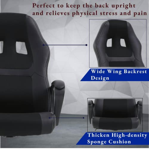 Tyyps Ergonomic Gaming Chair -250Lb High Back Pc Racing Desk Chair Adjustable Reclining Computer Chair With Lumbar Support Armrest Headrest Task Rolling Swivel Game Chair For Adult Teen, Black #TOP1