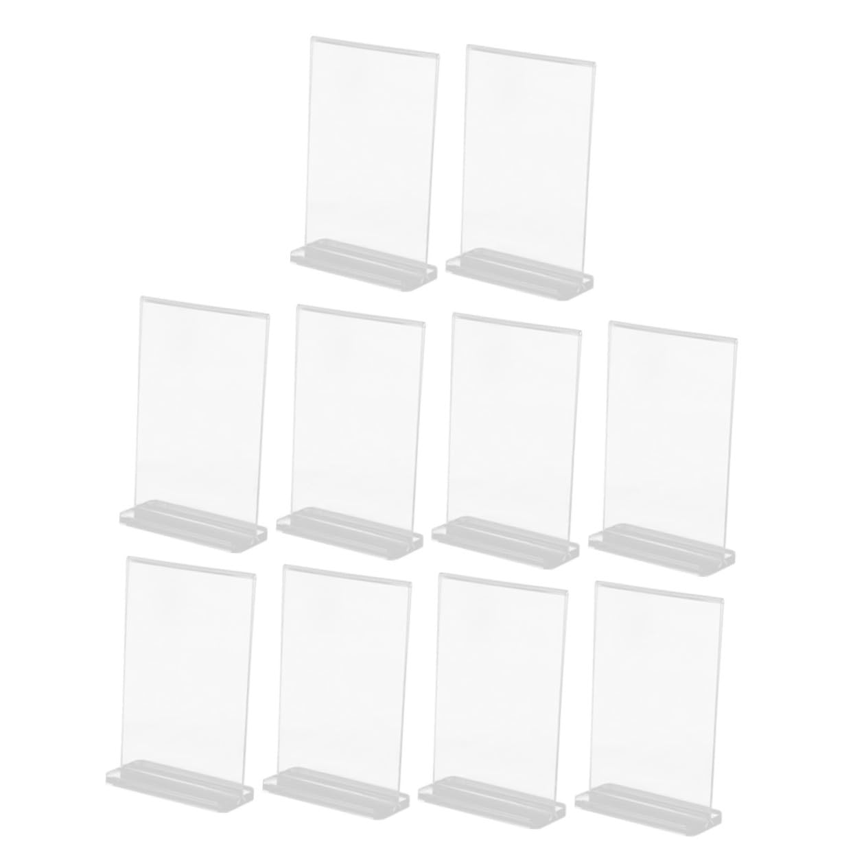 10piezas Exhibición t Tipo Soporte De Menú De Mesa Transparente Soporte Para Letreros De Acrílico Vertical Para Mostrador De Restaurante y Bar