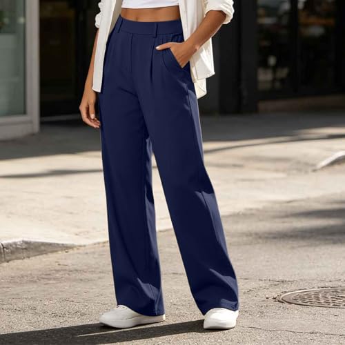 Womens Straight Wide Leg Dress Pants High Waisted Business Casual Trousers - image 5