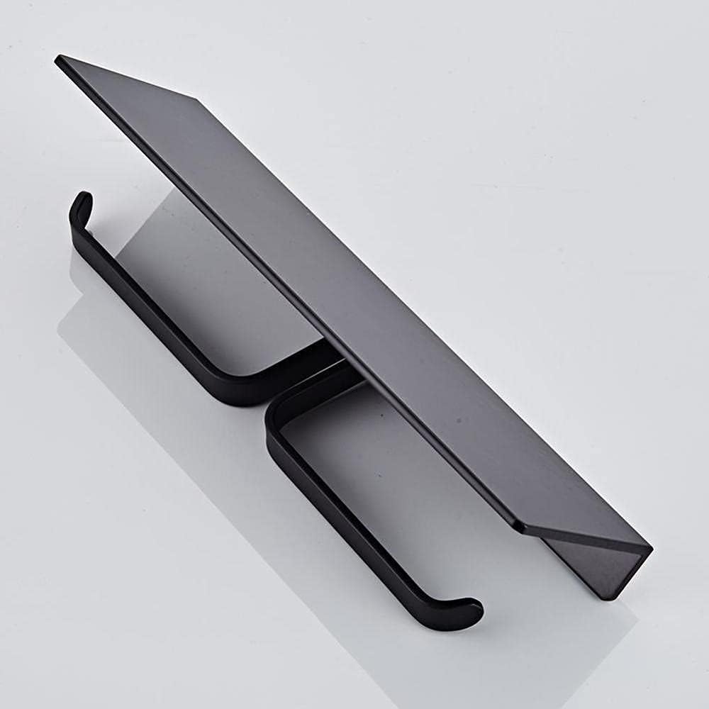 Black Wall - Mount Toilet Paper Holder with Shelf, Bathroom Storage Organizer for RV & Camper