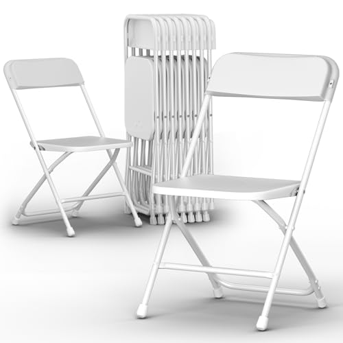 10 Pack White Folding Chair,Plastic Folding Chair for Indoor Outd...