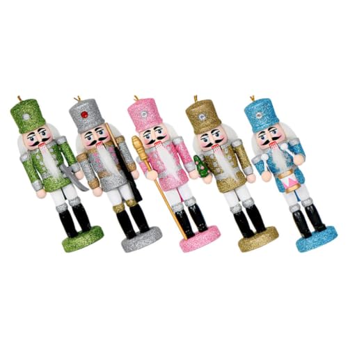 Toddmomy 5 Piezas Adorno Navideño de Cascanueces Soldado de Madera Colgante