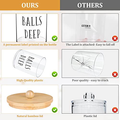 4 Pack Qtip Holder Apothecary Jars With Lids,10 Oz Clear Bathroom Organizer Storage, Containers For Cotton Ball, Cotton Swab, Cotton Round Pads And Floss, Bathroom Decor #TOP3