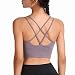 Produktbild Joligiao Damen Yoga BH, Spaghetti Strap Cross Back Sport Bra Bustier Gepolstert Sportbekleidung Hochdrücken Nahtlos Komfortabel Fitness (Grau,S)