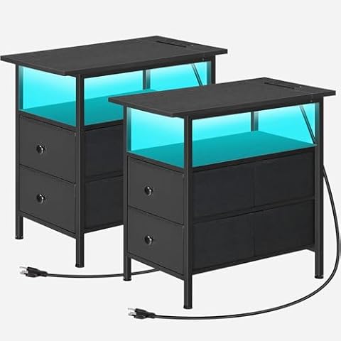 HOOBRO LED Narrow Side Table Set Cover