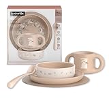 Suavinex, Vajilla para Bebés, de Aprendizaje, +6 Meses, Irrompible, Vajilla Infantil Apta Para Lavavajillas y Microondas. Incluye: Taza + Plato + Bol + Mantel Antideslizante + Cuchara. Color Rosa