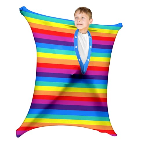 Sensory Sock Large,9-12 Years,Rainbow Full Body Sock Wrap for Autistic Children to Relieve Stress,Relaxing Sensory Compression Body Sack for Kids Sensory Processing Disorder