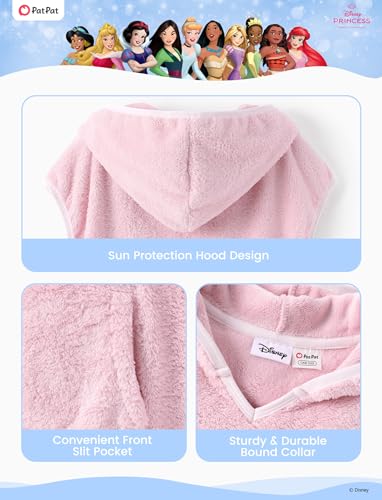 Image of Disney Marvel Princess Frozen Stitch Elsa Girls Hooded Swim Cover Up for Swimsuit Bathing Suit Swimwear Pocket 4-7 Years