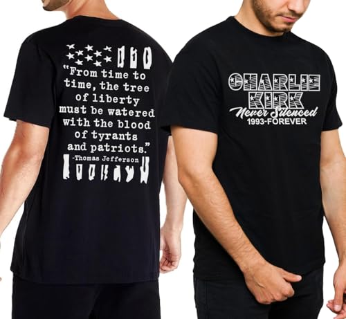 Charlie Kirk Shirt Patriotic American Flag in Memory of Tee R.I.P. Never Silenced