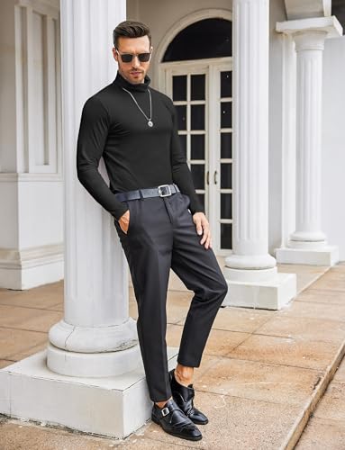 COOFANDY Men's Casual Slim Fit Turtleneck Long Sleeve T Shirts, Black, XL - image 8