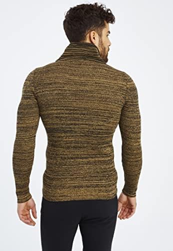 Leif Nelson Gebreide trui voor heren, ronde hals, dunne gebreide trui voor winter en zomer, coole crewneck herentrui met ronde kraag, blauw, XL