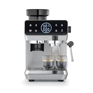 CASO EspressoGourmet & Grind Siebträgermaschine Edelstahl mit Mahlwerk, 20 Bar Ulka Pumpe, Touch-Display, Thermoblock, Vorbrühfunktion, Dampflanze,1,8 l Wassertank, Zubehör
