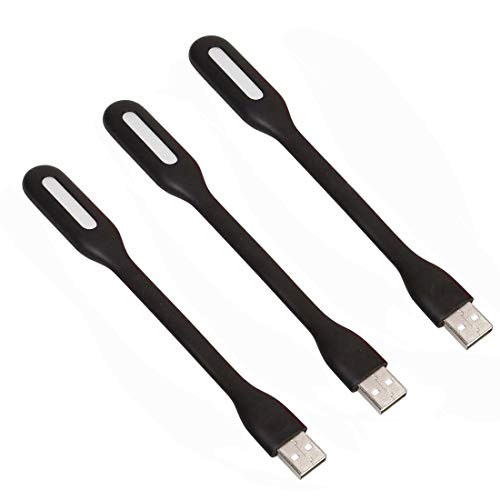 MaiJin 3 Pack, Flexible Mini USB LED Light Lamp for Laptop Keyboard, Power Bank, Portable Night Light (Black)
