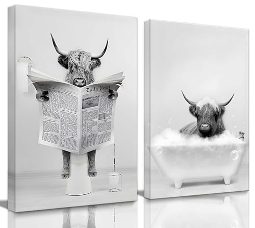 Framed-2-Pieces-Bathroom-Wall-Art-Funny-Highland-Cow-Canvas-Cow-in-Bathtub-prints-Cute-Animal-Pictures-Modern-Home-Decor-Humor-Animals-Poster-Rustic-Farmhouse-Decoration-12x16x2 Framed 2 Pieces Bathroom Wall Art Funny Highland Cow Canvas Cow in Bathtub prints Cute Animal Pictures Modern Home Decor Humor Animals Poster Rustic Farmhouse Decoration 12x16x2