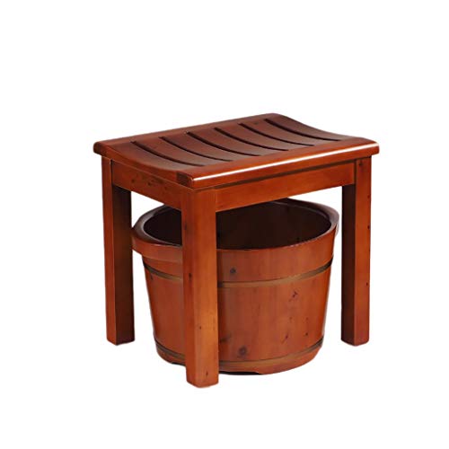 Baño de pies de madera de cedro, con taburete, tamaño pequeño