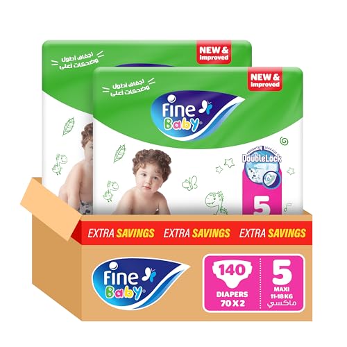 Fine Baby Diapers Size 5 Maxi 11-18 kg 140 Diaper