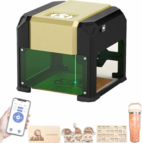 Grabador láser de escritorio, máquina de grabado láser pequeña, precisión de 0,05 mm, herramienta de grabado láser portátil con conexión BT para madera, vinilo, cuero, vidrio, arte de bricolaje~/