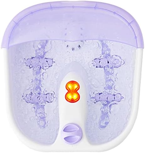 Giantex Foot Spa Bath Massager,with Heat Infared Bubbles Adjustable Automatic Point Massage Rollers Easy Water Drainage Anti-Skip Feet Removable Cover Anti-Splash, Heated Foot Baths Machine