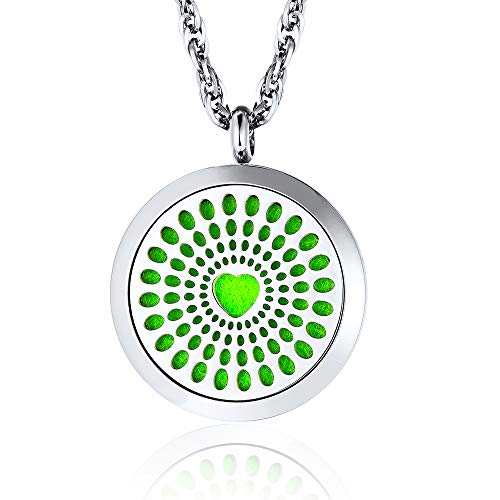 Supcare Aromathérapie Diffuseur D'huile Essentielle Collier Pendentif Acier Bijoux Femmes avec 8 Tapis De Feutre De Couleur Cover