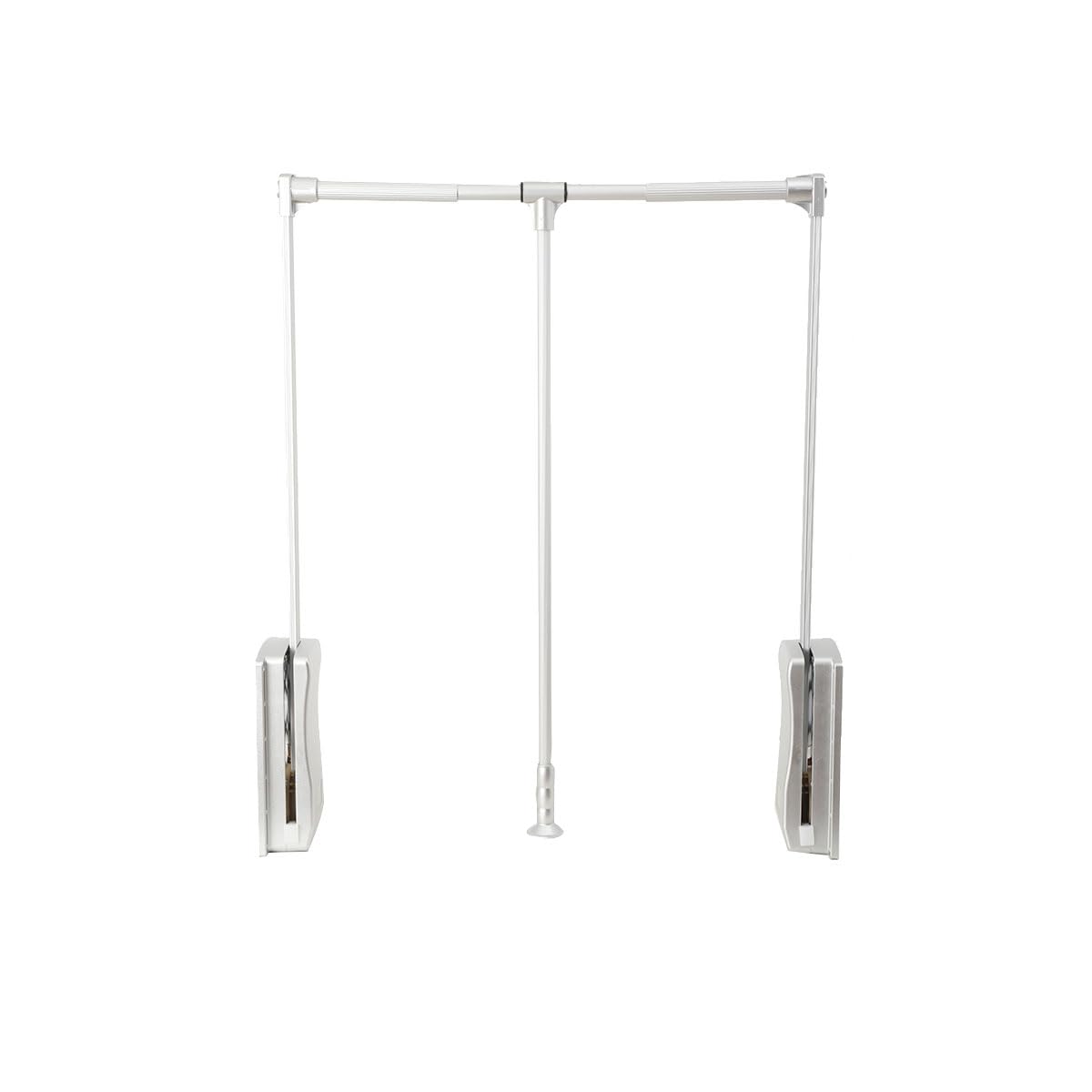 Niccoo Silver Pull Down Clothes Rail Wardrobe Lift Rail Extendable Pull Out Wardrobe Hanging Rail 510-660Mm Adjustable 20Kg Capacity