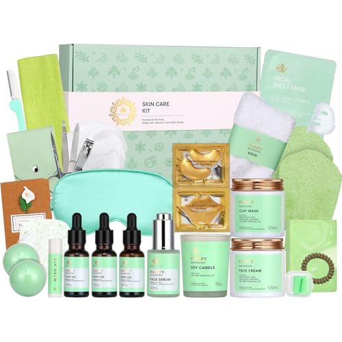 RA ROSA ACCA Coconut 23 Pcs Facial Skin Care Kit For Women & Men, Self-Care Gift Set, Spa Relaxation Kit, Face Sheet Mask, Serum, Clay Mask, Birthday, Christmas, Valentines, Mother Day, Dad, All Occasion Present