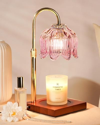 Pink Candle Warmer Lamp with Timer & Dimmer Candle Lamp Warmer Adjustable Height Christmas Birthday Gifts for Women Mom House Warming New Home Bedroom Decor Flower Wax Warmer for Jar Candle