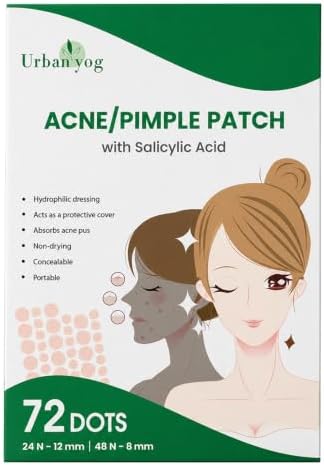 Urban yog Acne Pimple Patch - 72 Invisible Facial Stickers cover with 100 Hydrocolloid, overnight Pimple - Acne Absorbing patch (Single)