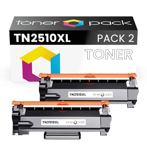 TONER PACK TN2510 TN2510XL Cartucho de Tóner Compatible para Brother MFC-L2800DW HL-L2400DW HL-L2400DWE DCP-L2620DW DCP-L2627DW MFC-L2827DW MFC-L2835DW MFC-L2860DW (2 Unidades)