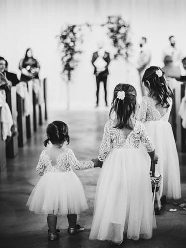 Image of 2Bunnies Girl Peony Lace Back A-Line Straight Tutu Tulle Party Flower Girl Dress
