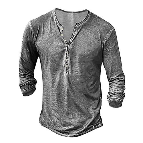 Beokeuioe T-shirt à manches longues pour homme - Motif brodé - Manches longues - Coupe ajustée - Basic - Col en V - Pour homme - Sport - Manches longues -...