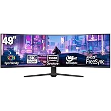 ZZA 49" Curved Gaming Monitor, 5K UHD 5120x 1440 VA Display, 1500R Immersion, 165Hz Refresh Rate, Advanced Computer Screen, Supports AMD FreeSync Premium, 120% sRGB Color Gamut,HDMI 2.0/DP1.4