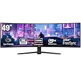 ZZA 49" Curved Gaming Monitor, 5K UHD (5120x 1440) VA Display, 1500R Immersion, 165Hz Refresh Rate, Advanced Computer Screen, Supports AMD FreeSync Premium, 120% sRGB Color Gamut,HDMI 2.0/DP1.4