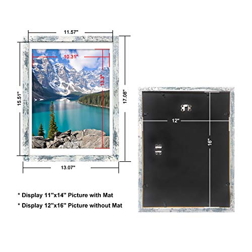 Amginy 12X16 Rustic Picture Frames Matted To Display 11X14 Pictures With Mat Or 12 X 16 Without Mat Farmhouse Distressed Style Wooden Photo Frames For Wall Mounting #TOP1