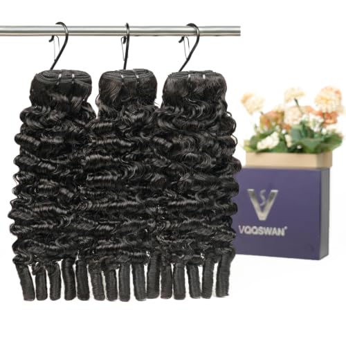 VQQSWAN Burmese Curly Bundles Human Hair 14 14 14nch, Bleachable & Dyeable, No Shedding, No Tangles, 15A 3C4A Spiral End Vietnamese Hair Bundles, Silky Soft After Multiple Washes, 3X Longer Lifespan