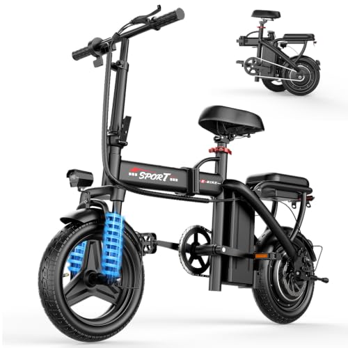 ASKGO Electric Bike for Adults Teens, 800/1200W Peak Folding Ebike, 22/25MPH & 30/45Miles Range, 14" Commuting Ebike with 3-Speed Modes, Portable Electric Mini Bike for Commuting image 5