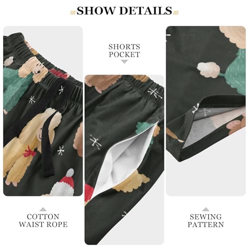 Poodle with Xmas Hat Pajama Bottom Shorts for Men Soft Casual Sleep Lounge Shorts with Pockets S-XXL4