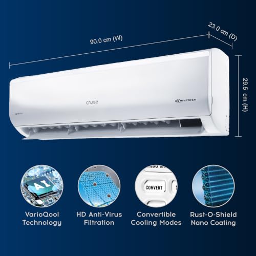 Image of Cruise 1.5 Ton 3 Star,New Star rated, Inverter Split AC with 7-Stage Air Filtration (Copper, Convertible 4-in-1, Fast Cooling, PM 2.5 Filter, Anti-Rust Tech, New BEE Rated, CWCVBM-VQ3D173, White)